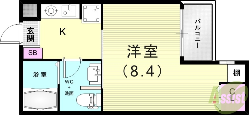 芦屋市宮川町のマンションの間取り