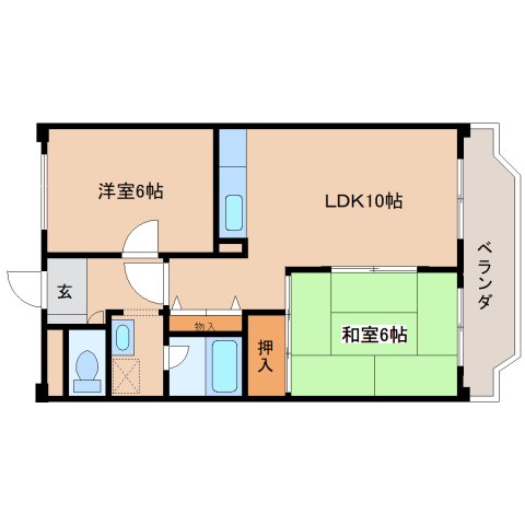 生駒市東生駒のマンションの間取り