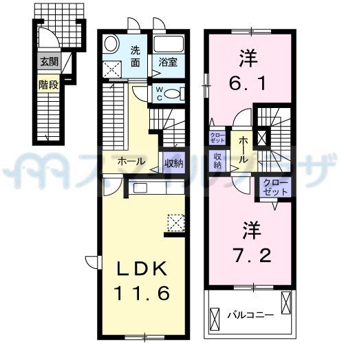 川口市大字小谷場のアパートの間取り