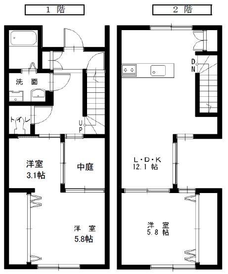 東広島市西条町西条東のアパートの間取り