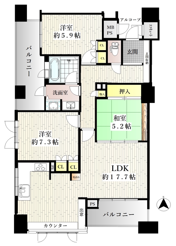 【ビオール大阪大手前タワーの間取り】