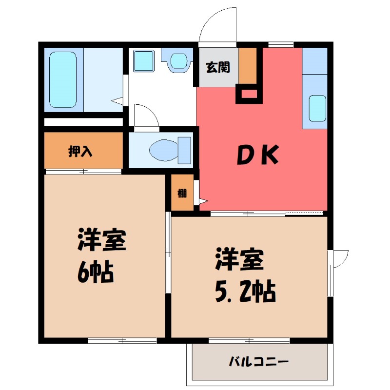 伊勢崎市喜多町のアパートの間取り