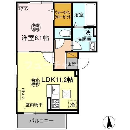 clochette　Kawawada　A棟の間取り