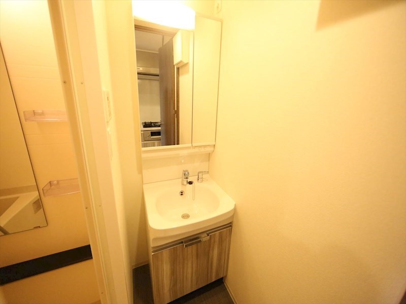 洗面設備　脱衣所　独立洗面台（シャンプードレッサー付）収納スペース有