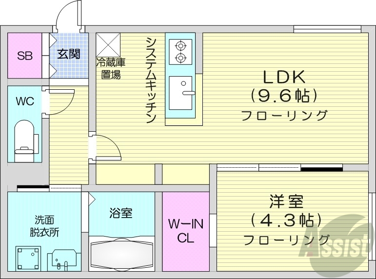 地下鉄南北線 北２４条駅 徒歩4分 5階建 築1年の間取り写真