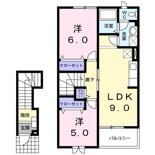 ＪＲ豊肥本線 肥後大津駅 バス乗車時間：10分 最寄りバス停で下車 徒歩5分 2階建 築23年の間取り写真