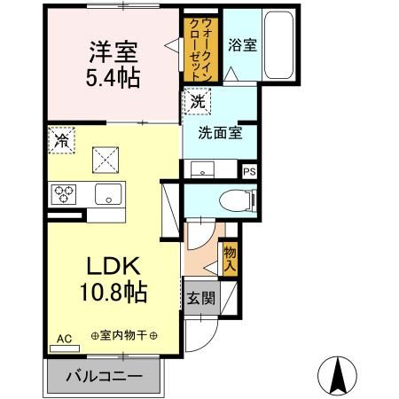 D-ROOM茜部中島　B棟の間取り