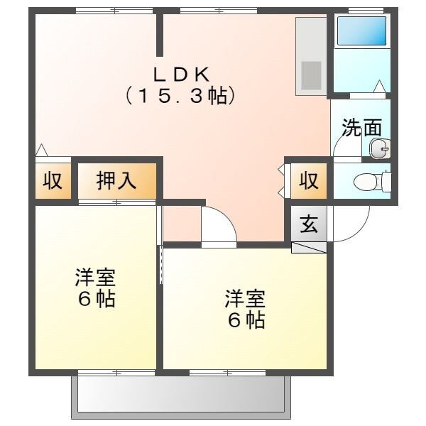 サンビレッジ原　Ｂ棟の間取り