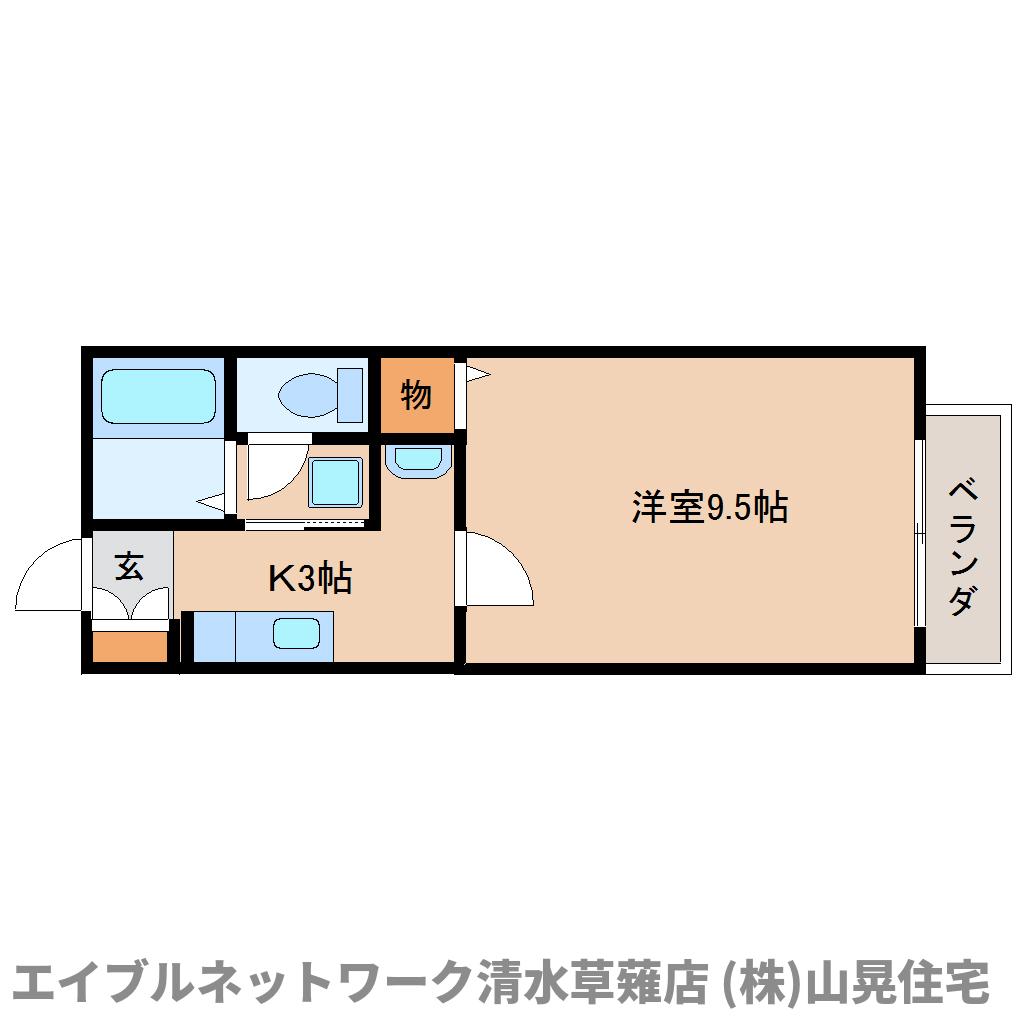 静岡市葵区瀬名中央のアパートの間取り