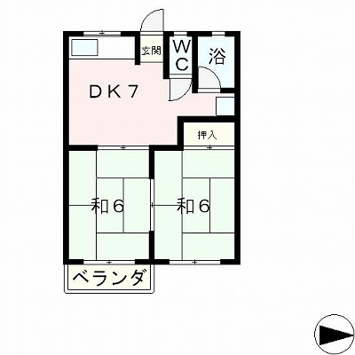 大津市若葉台のアパートの間取り