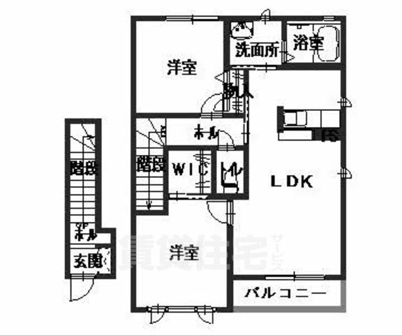 香芝市穴虫のアパートの間取り