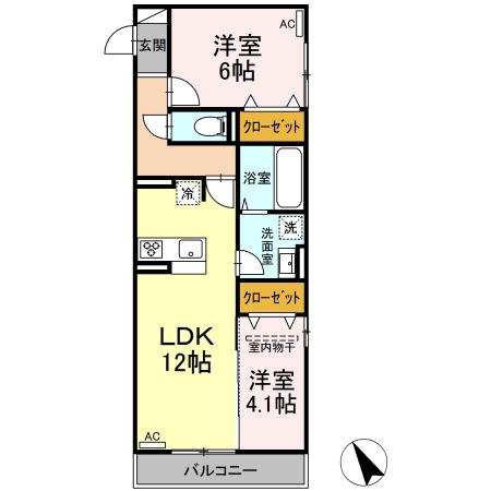 福山市神村町のアパートの間取り