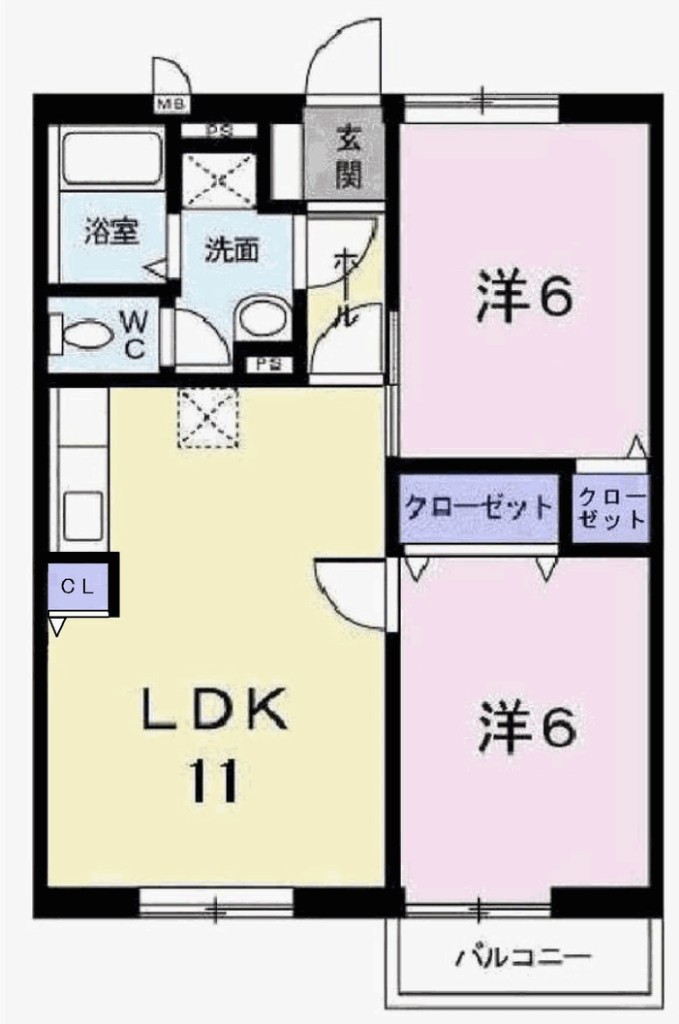 加古川市平岡町二俣のアパートの間取り