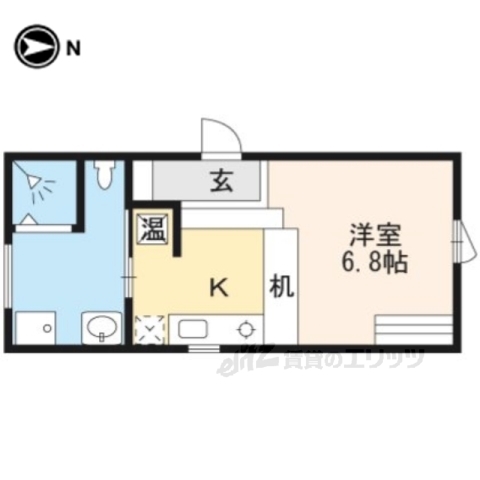 京都市上京区裏風呂町のアパートの間取り