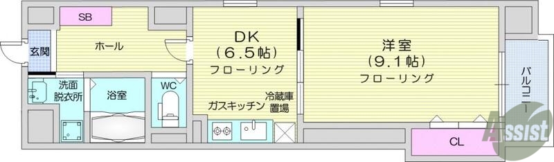 仙台市青葉区上杉のマンションの間取り