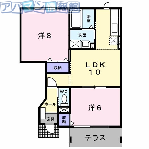 【五泉市北五泉駅前のアパートの間取り】