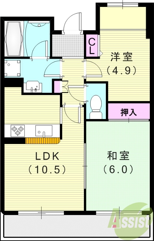 白鷹苦楽園マンションの間取り