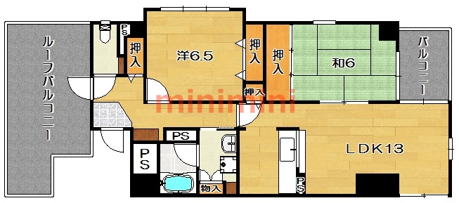 茨木市美沢町のマンションの間取り