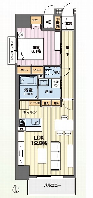 キャッスルコート博労町の間取り