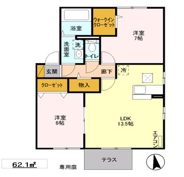 甲府市増坪町のアパートの間取り