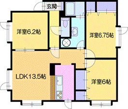 【札幌市清田区北野三条のアパートの間取り】