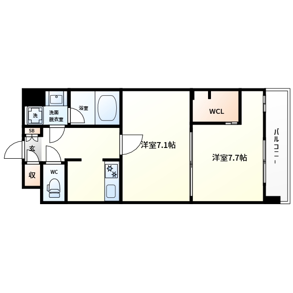 大阪市浪速区浪速東のマンションの間取り