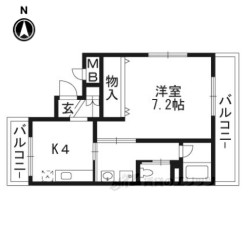 京都市西京区桂徳大寺町のマンションの間取り