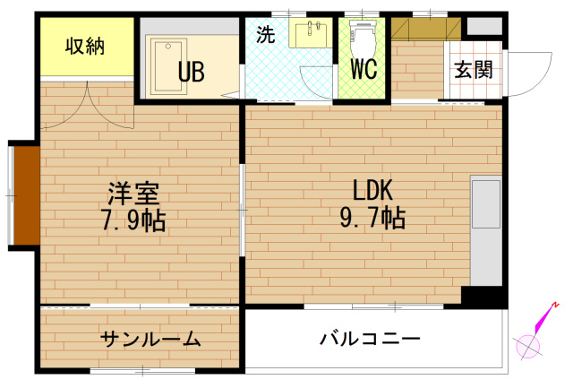 広島市東区牛田中のマンションの間取り