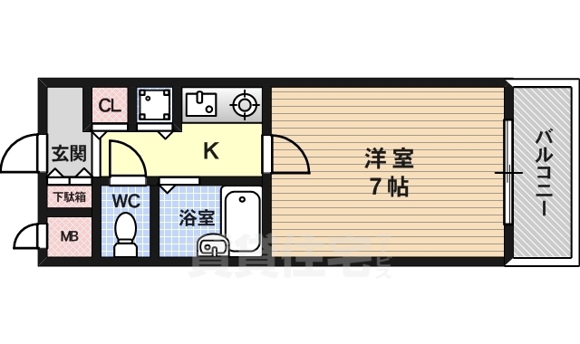 大阪市西淀川区野里のマンションの間取り