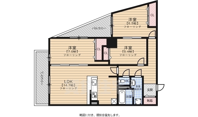 福岡市中央区警固のマンションの間取り