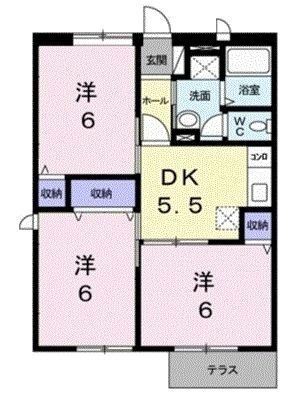 【伊予市下吾川のアパートの間取り】