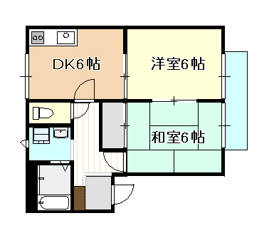 岡山県岡山市北区下中野（アパート）の賃貸物件の間取り