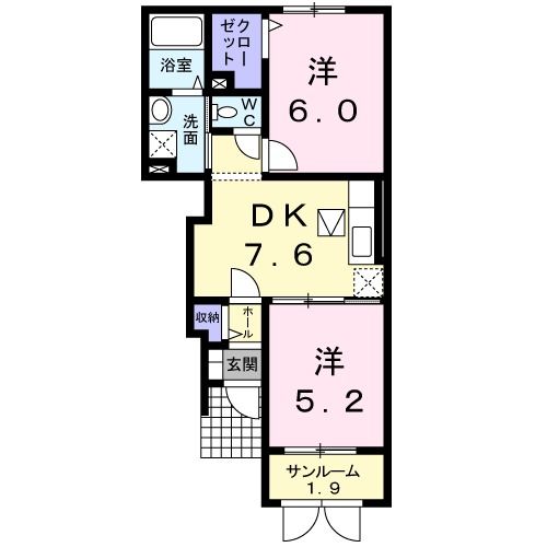 加茂市陣ケ峰のアパートの間取り