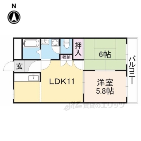 橿原市曽我町のアパートの間取り