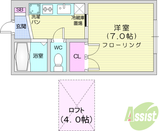 プリンスコート山手町Aの間取り