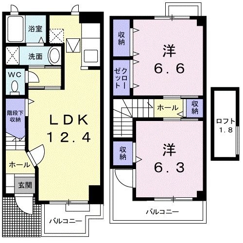 日立市東滑川町のアパートの間取り