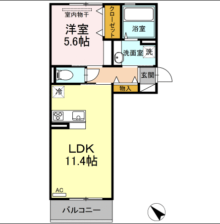 熊本市東区御領のアパートの間取り