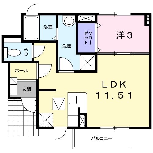 郡山市田村町徳定のアパートの間取り