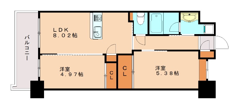 北九州市小倉北区上到津のマンションの間取り