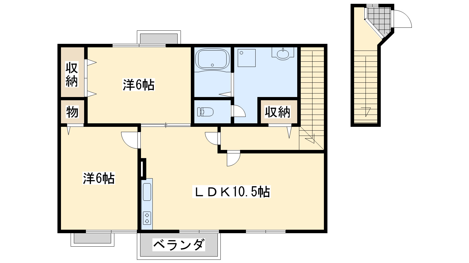 泉佐野市南中安松のアパートの間取り