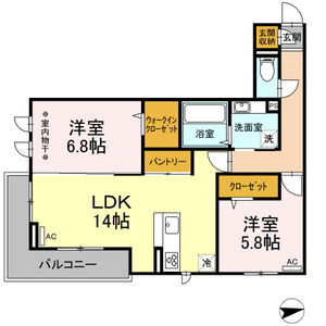 仙台市若林区六十人町のアパートの間取り