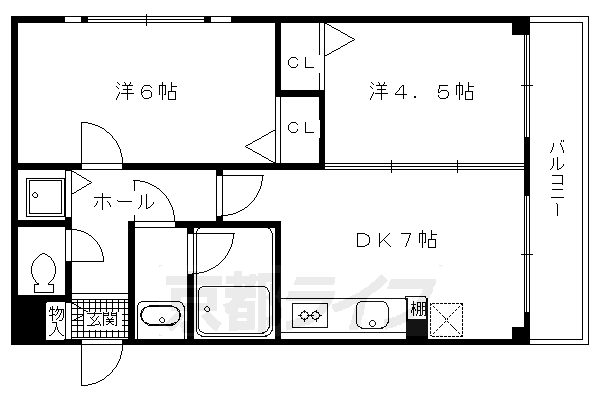 京都市南区久世中久世町１丁目のマンションの間取り