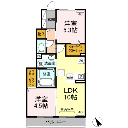 熊本市東区下江津のアパートの間取り