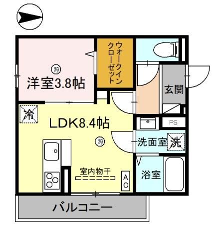 京田辺市田辺深田のアパートの間取り