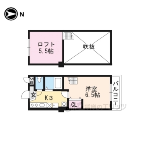 京都市山科区椥辻平田町のマンションの間取り