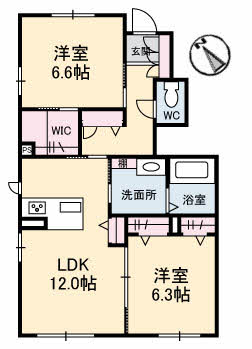 広島市安芸区中野のアパートの間取り