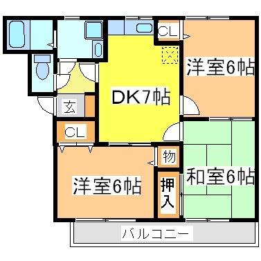 東広島市西条御条町のマンションの間取り