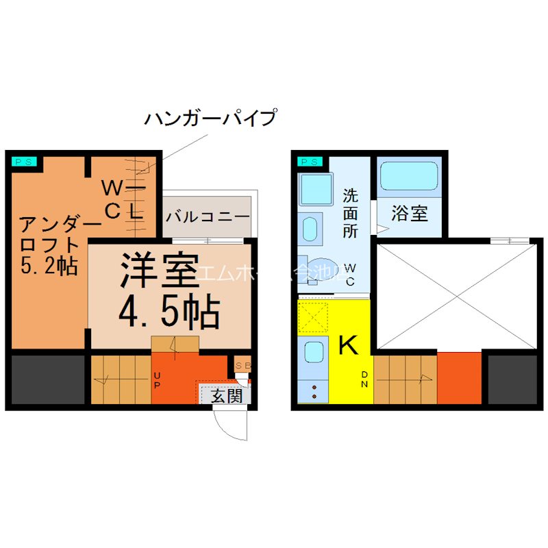 【名古屋市港区辰巳町のアパートの間取り】