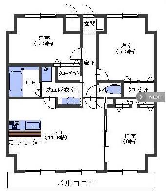 呉市阿賀中央のマンションの間取り