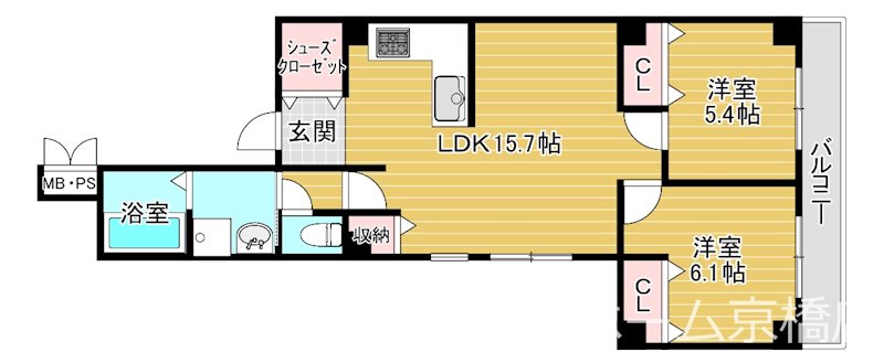 大阪市城東区今福西のマンションの間取り